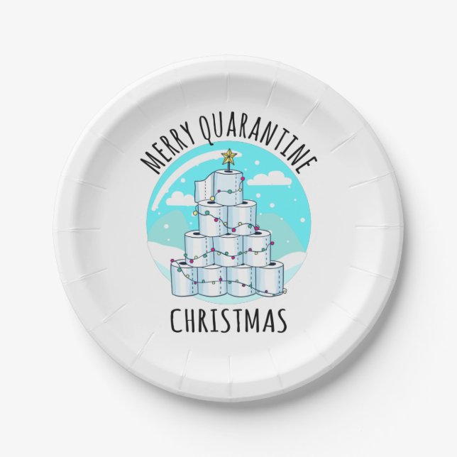 Merry Quarantine Christmas Tree Toilettenpapier Pappteller (Vorderseite)
