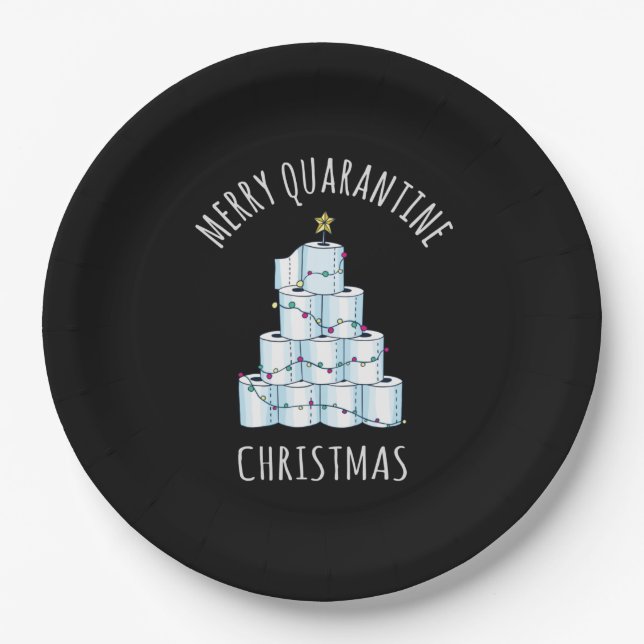 Merry Quarantine Christmas Tree Toilettenpapier Pappteller (Vorderseite)