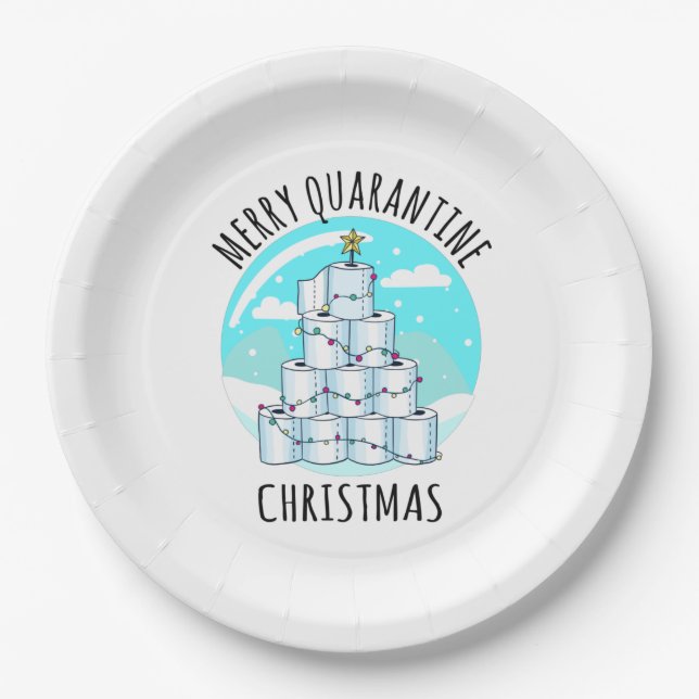 Merry Quarantine Christmas Tree Toilettenpapier Pappteller (Vorderseite)
