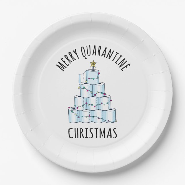 Merry Quarantine Christmas Tree Toilettenpapier Pappteller (Vorderseite)