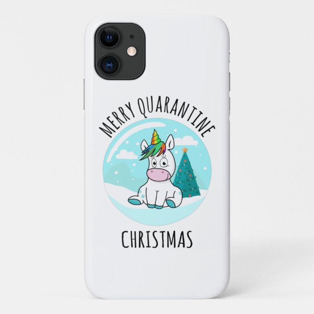 Merry Quarantine Christmas Unicorn Case-Mate iPhone Hülle (Rückseite)