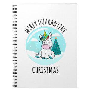 Merry Quarantine Christmas Unicorn Notizblock