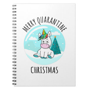 Merry Quarantine Christmas Unicorn Notizblock
