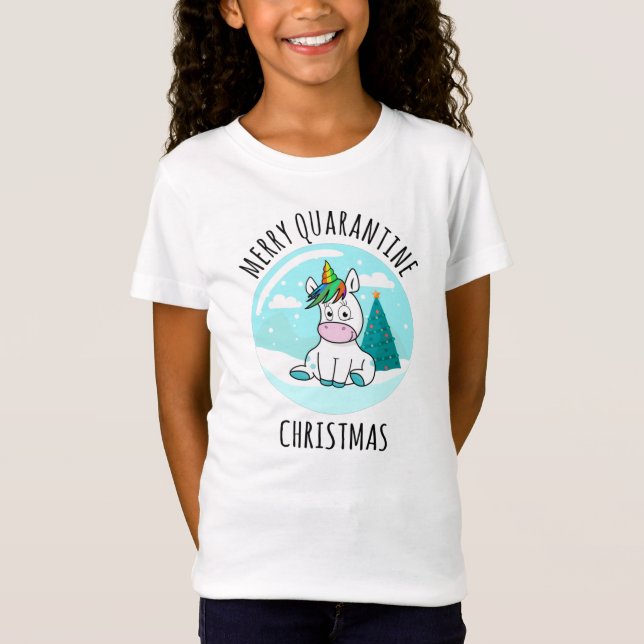 Merry Quarantine Christmas Unicorn T-Shirt (Vorderseite)
