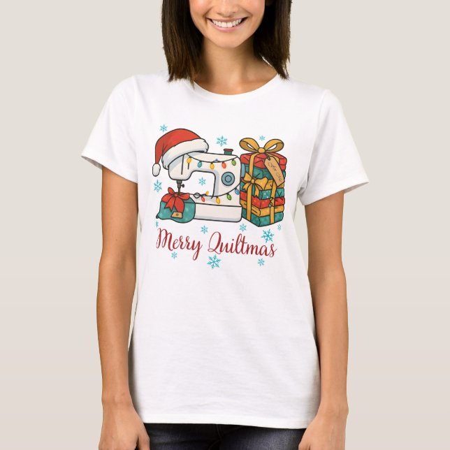 Merry Quiltmas Sewing Machine 6 T-Shirt (Vorderseite)