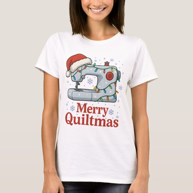 Merry Quiltmas Sewing Machine 7 T-Shirt (Vorderseite)