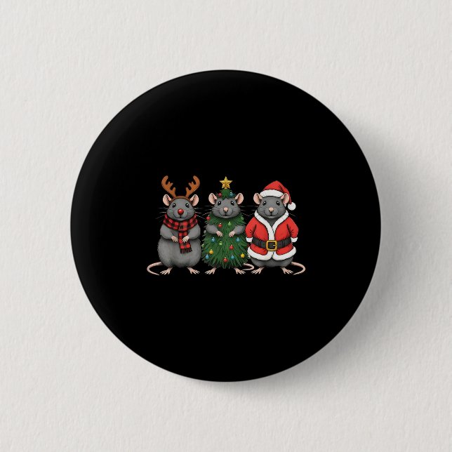 Merry Ratmas Christmas Santa Rat Mouse Lover Anima Button (Vorderseite)