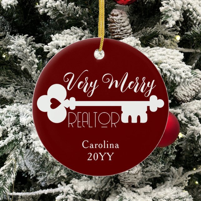 Merry Realtor New Zuhause Key Individuelle Name We Keramik Ornament (Von Creator hochgeladen)