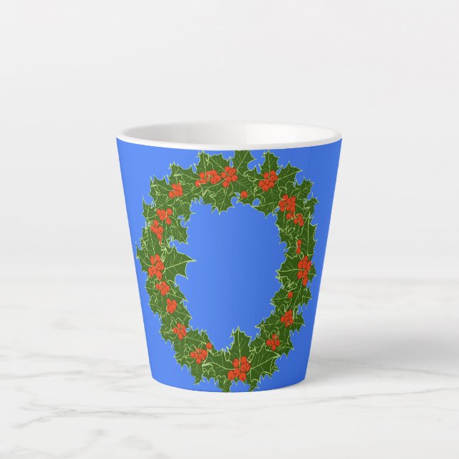 Merry Red Berry & Holly Wreath zu Weihnachten Milchtasse (Vorderseite)