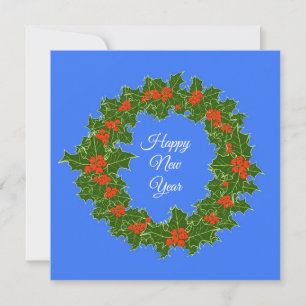 Merry Red Berry und Holly Wreath Feiertagskarte