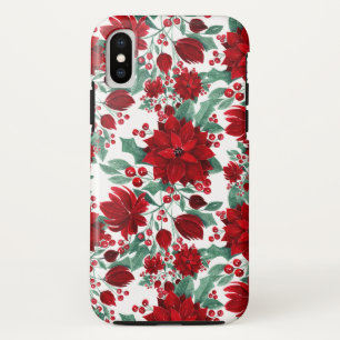 Merry Red Poinsettia Blume Ivy Blätter Wasserfarbe Case-Mate iPhone Hülle