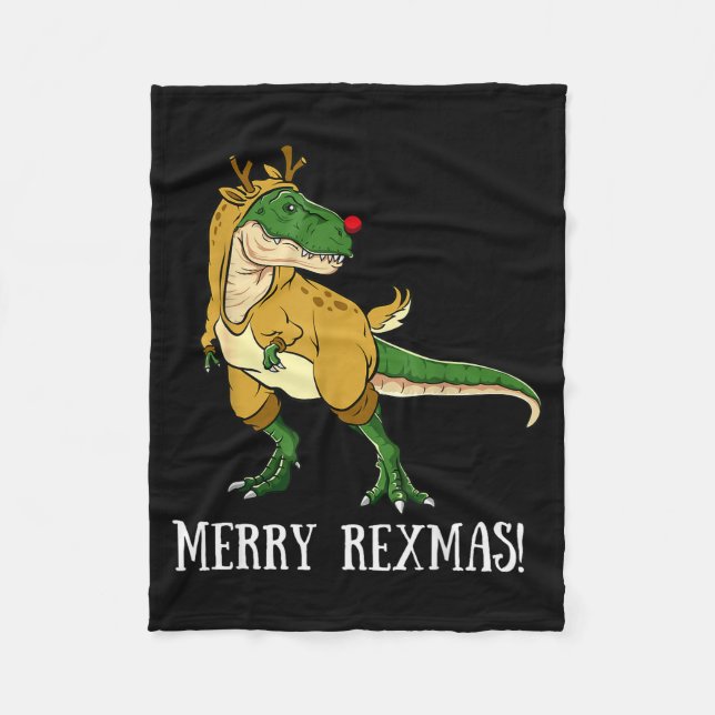 Merry Rexmas Reindeer T-rex Rudolph Dinosaur Chris Fleecedecke (Vorderseite)