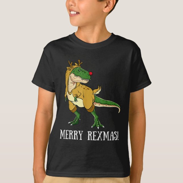 Merry Rexmas Reindeer T-rex Rudolph Dinosaur Chris T-Shirt (Vorderseite)