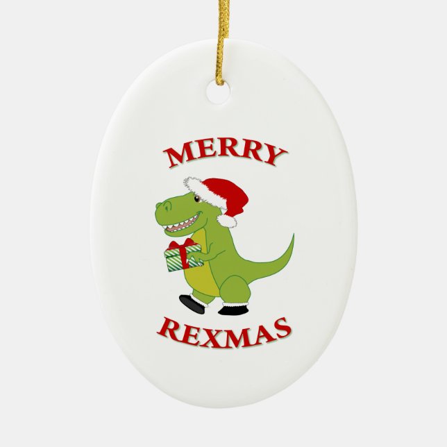 Merry Rexmas T-Rex Dinosaurier-Design Keramik Ornament (Vorne)