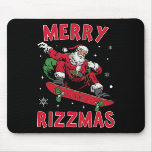 Merry Rizz Mas Kids Funny Santa Clause Skaten Boa Mousepad