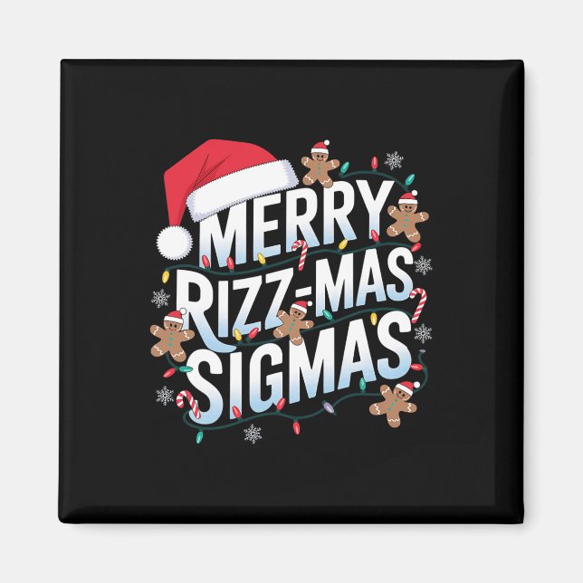 Merry Rizz Mas Sigmas Funny Alpha Christmas Santa Magnet (Vorne)