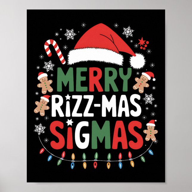 Merry Rizz Mas Sigmas Funny Gen Alpha X-mas Santa Poster (Vorne)