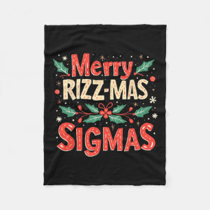 Merry Rizz Mas Sigmas Funny Gen Alpha Xmas Santa C Fleecedecke