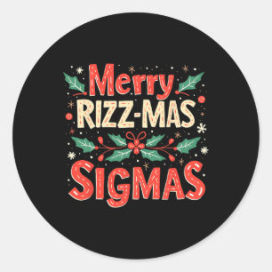 Merry Rizz Mas Sigmas Funny Gen Alpha Xmas Santa C Runder Aufkleber