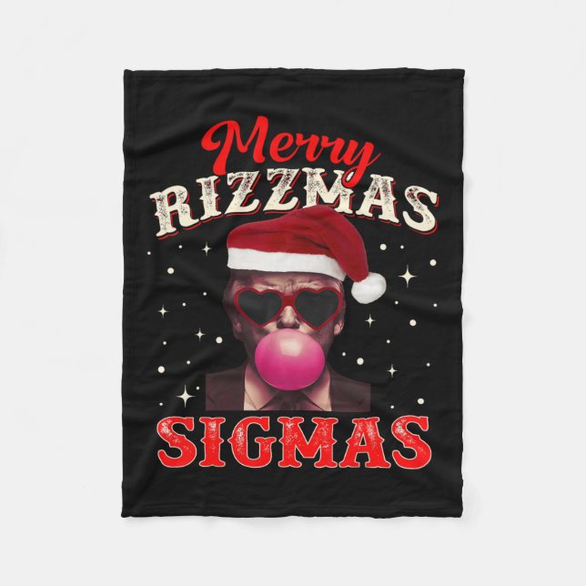 Merry Rizz Mas Sigmas Gen Alpha Trump Santa Christ Fleecedecke (Vorderseite)