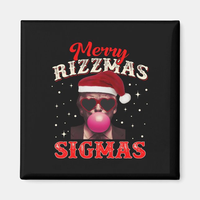 Merry Rizz Mas Sigmas Gen Alpha Trump Santa Christ Magnet (Vorne)