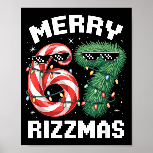 Merry Rizzmas 67 Candy Cane Tree Sungles Funny  Poster (Vorne)