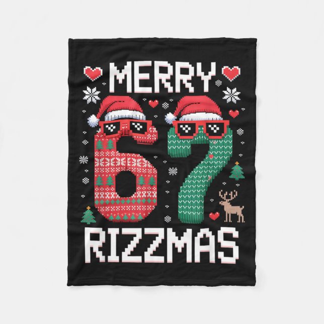 Merry Rizzmas 67 Knitted Sweater Sungles Funny  Fleecedecke (Vorderseite)