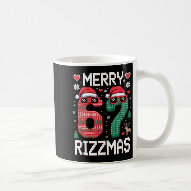 Merry Rizzmas 67 Knitted Sweater Sungles Funny  Kaffeetasse (Rechts)