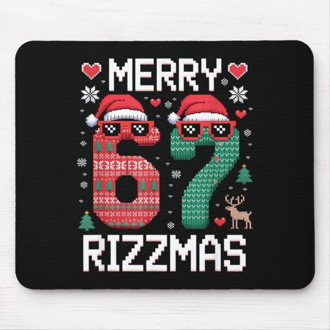 Merry Rizzmas 67 Knitted Sweater Sungles Funny  Mousepad (Vorne)