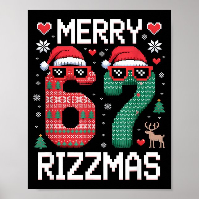 Merry Rizzmas 67 Knitted Sweater Sungles Funny  Poster (Vorne)