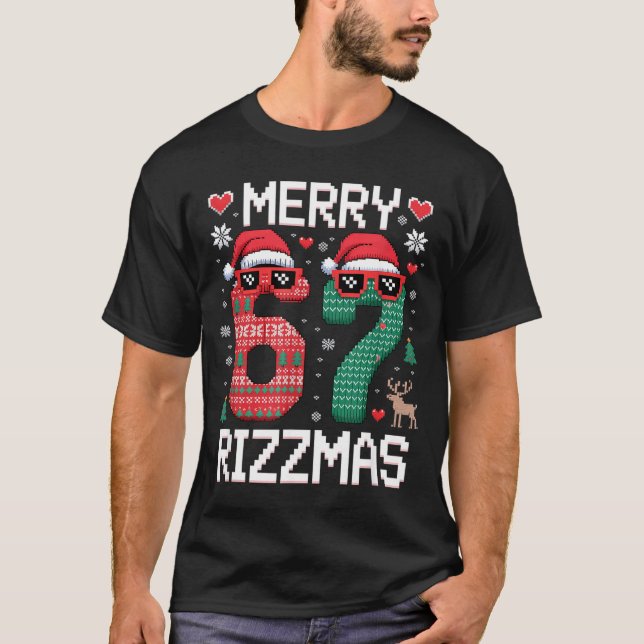 Merry Rizzmas 67 Knitted Sweater Sungles Funny  T-Shirt (Vorderseite)