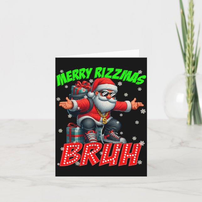 Merry Rizzmas Bruh Graphic Santa Pjs Christmas Xma Karte (Vorderseite)