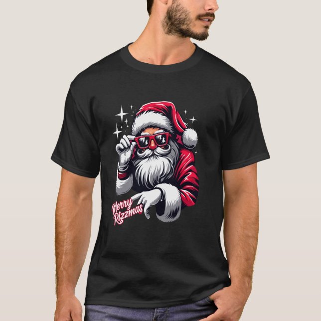 Merry Rizzmas Funny Christmas Rizz Santa Claus Hot T-Shirt (Vorderseite)