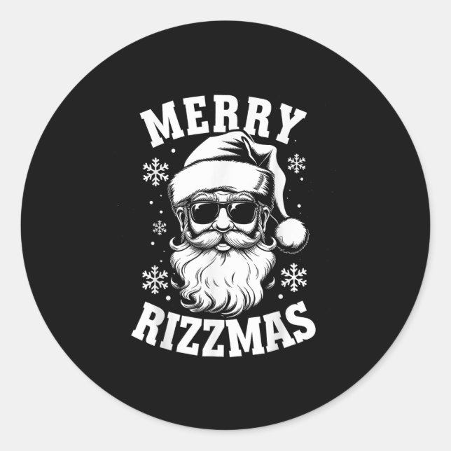 Merry Rizzmas Funny Christmas Santa Claus Happy Ch Runder Aufkleber (Vorderseite)