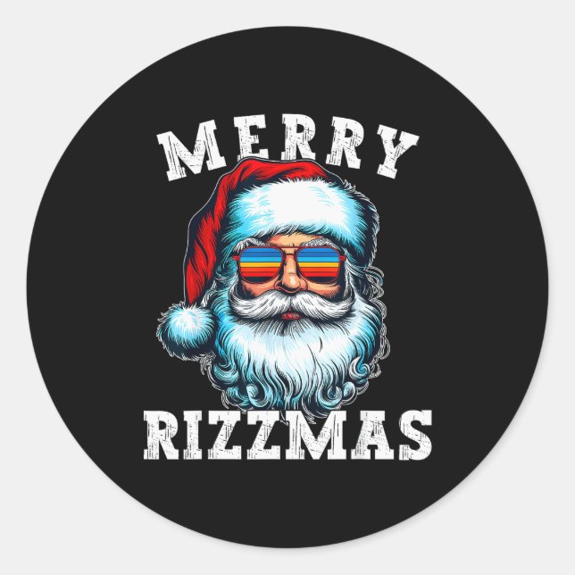 Merry Rizzmas Funny Christmas Shirt For Boys Men  Runder Aufkleber (Vorderseite)