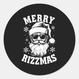 Merry Rizzmas Funny Christmas Weihnachtsmann Happy Runder Aufkleber