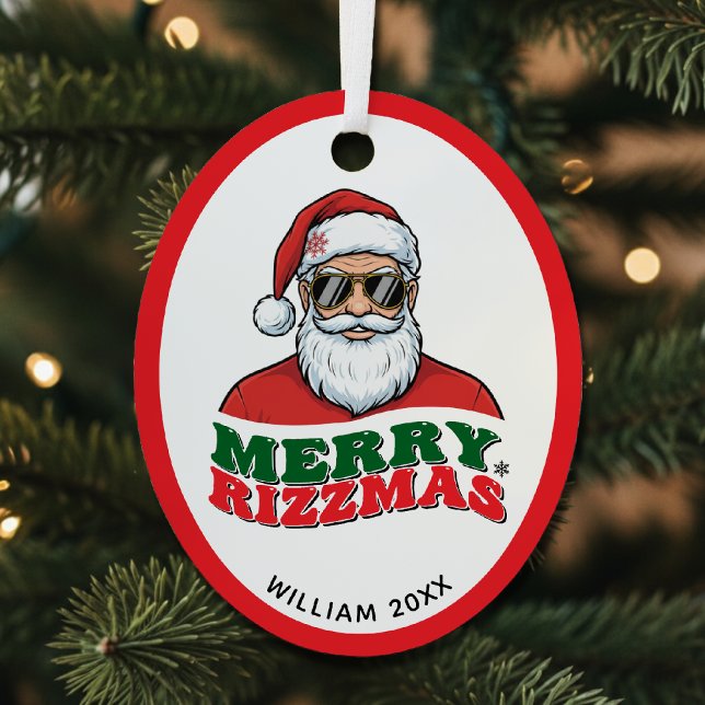 Merry Rizzmas Retro Santa Claus Funny Christmas Ornament Aus Metall (Merry Rizzmas Retro Santa Claus Funny Christmas Metal Ornament
)