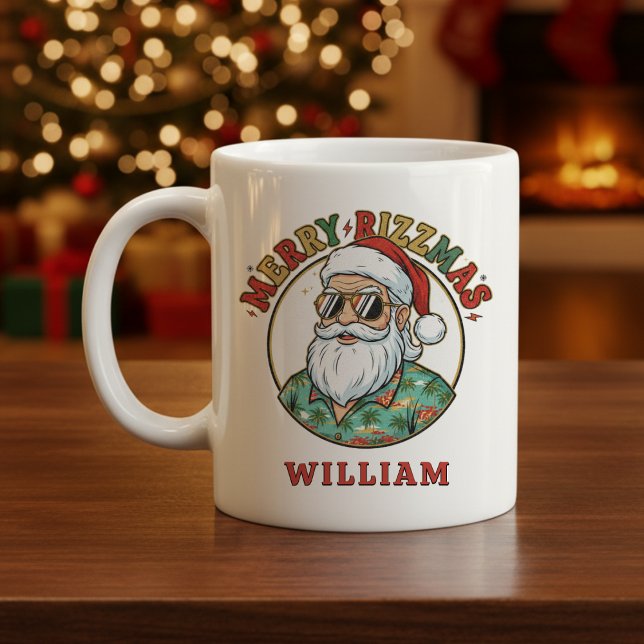 Merry Rizzmas Santa Claus in Sunglasses Funny Xmas Kaffeetasse (Von Creator hochgeladen)