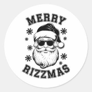 Merry Rizzmas Sigma Claus Funny Christmas Rizz Runder Aufkleber