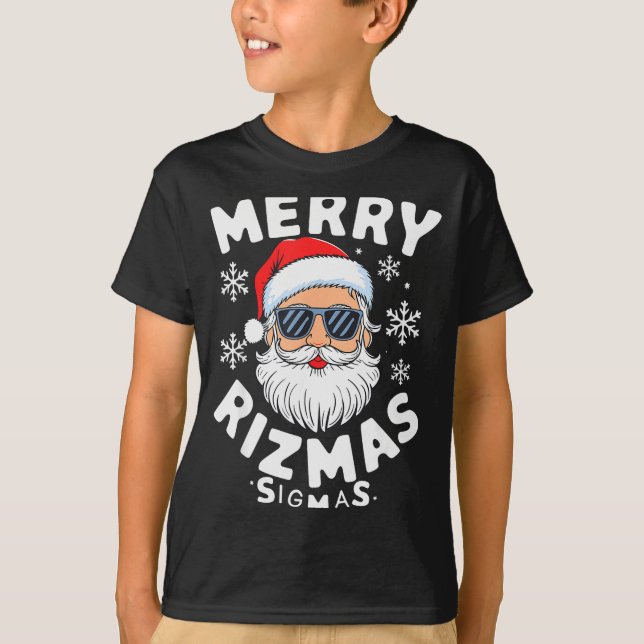 Merry Rizzmas Sigmas Funny Christmas Pajamas Rizzl T-Shirt (Vorderseite)