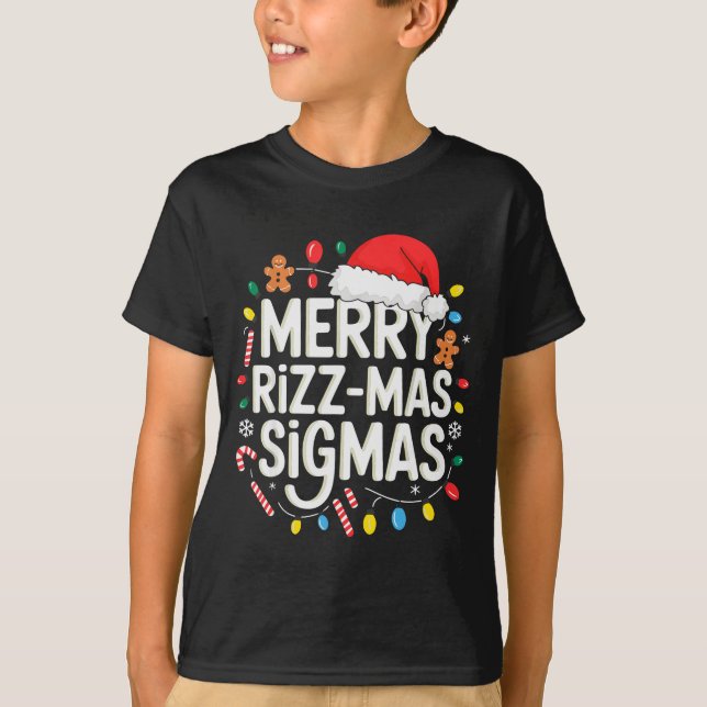 Merry Rizzmas Sigmas Funny Christmas Pajamas Rizzl T-Shirt (Vorderseite)