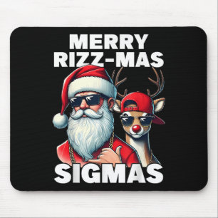 Merry Rizzmas Sigmas Gen Alpha Funny Christmas San Mousepad