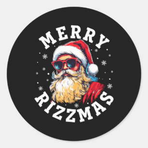 Merry Rizzmas Weihnachten Rizz Cool Weihnachtsbril Runder Aufkleber