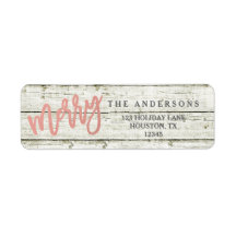 Merry Rose Gold Rustic Glam Wood Holiday Labels