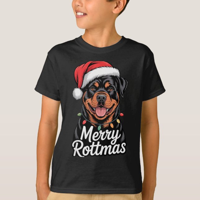 Merry Rottmas Rottweiler Holiday Humor Dog Lovers  T-Shirt (Vorderseite)