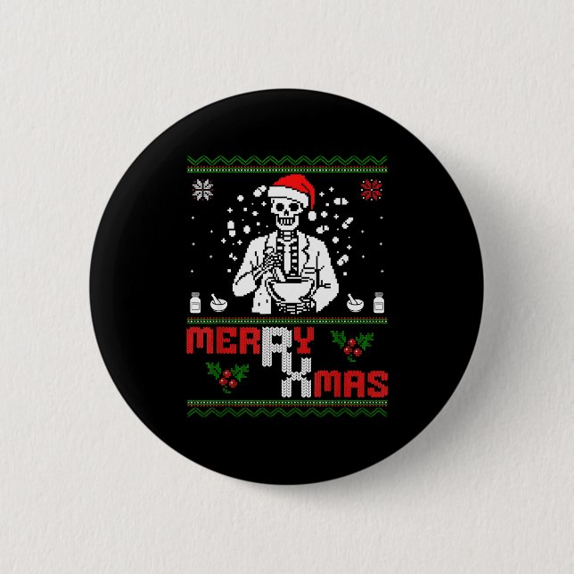 Merry Rx Mas Skeleton Pharmacist Pharmacy Tech Ugl Button (Vorderseite)