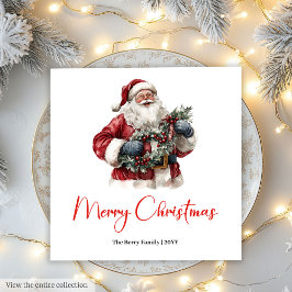 Merry Santa Claus Custom Editable Christmas Napkin Serviette