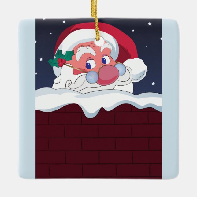 Merry Santa Claus Keramikornament (Vorderseite)