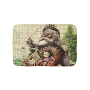 Merry Santa Claus Tree Classic Illustration Badematte