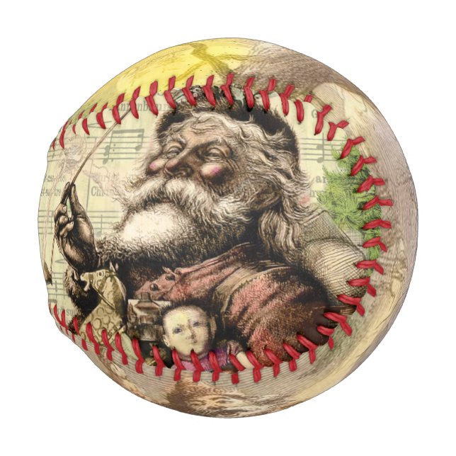 Merry Santa Claus Tree Classic Illustration Baseball (Vorne Rechts)